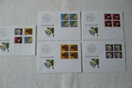 Pro Juventute 1998 5 FDC Satz & 4er-Blocks SBK J348 - J351