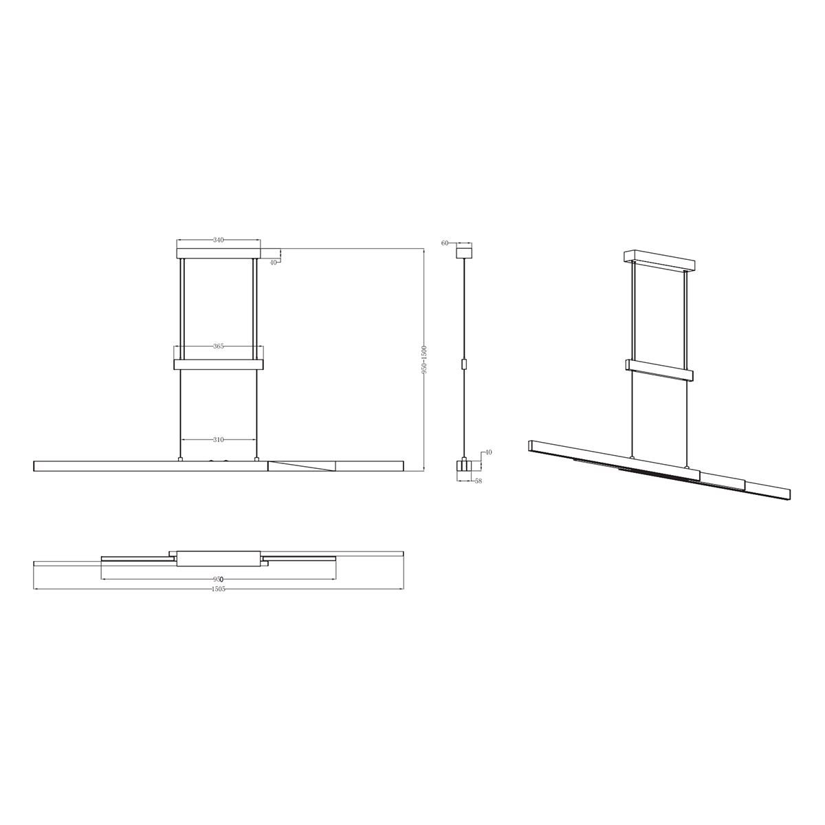 Lampadari & plafoniere: LED Pendelleuchte, Dimmbar, 150 cm Höhe – Nuovo (secondo la descrizione) da Kreuzlingen venduto da Smart-Light 6