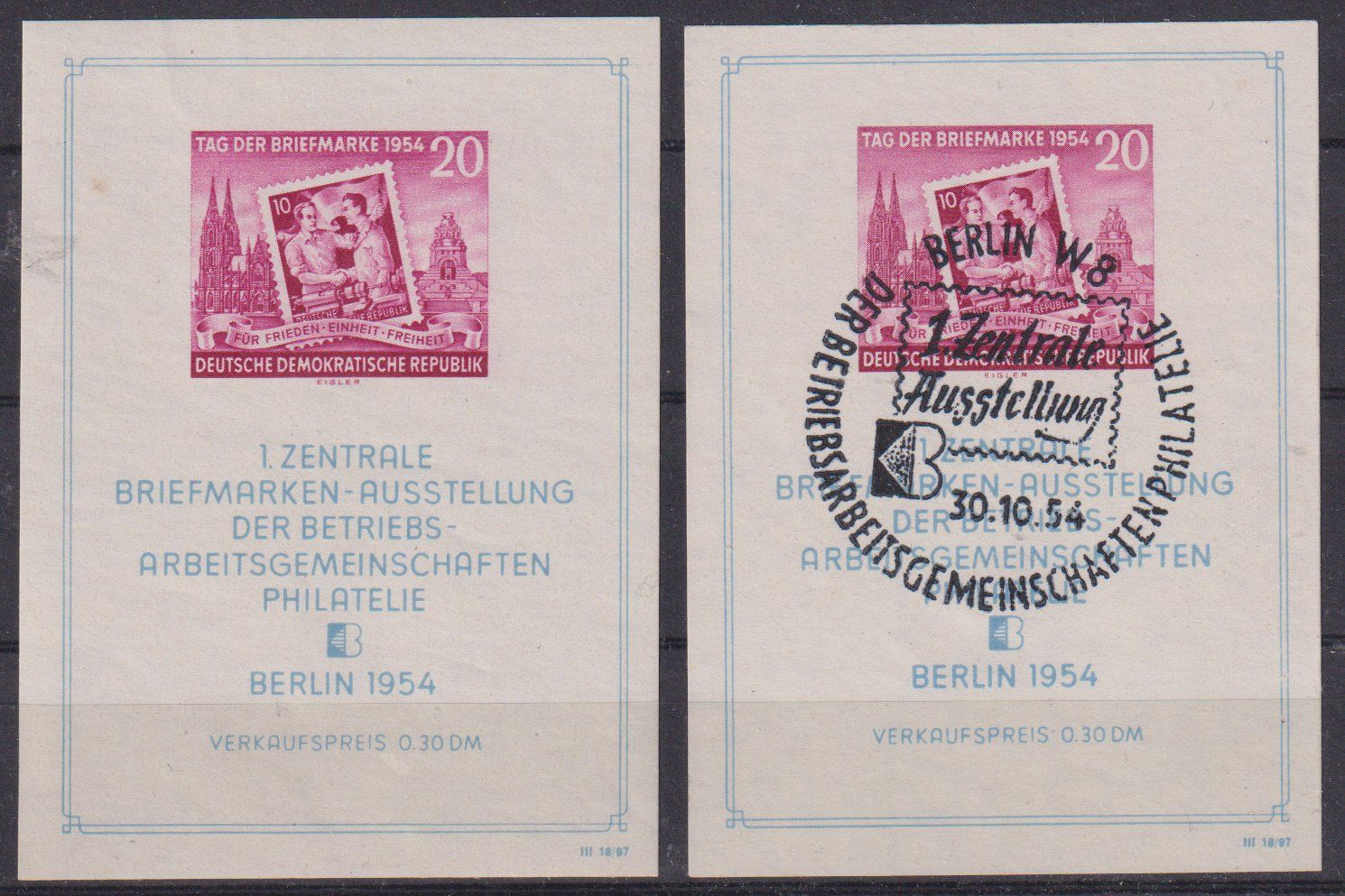 Tutti i francobolli: DDR 1954: Block 10 gestempelt + ** – Usato da Eschlikon TG venduto da PhilCon