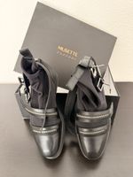 Musette Black Leather Zip-Up Ankle Boots, Size 39