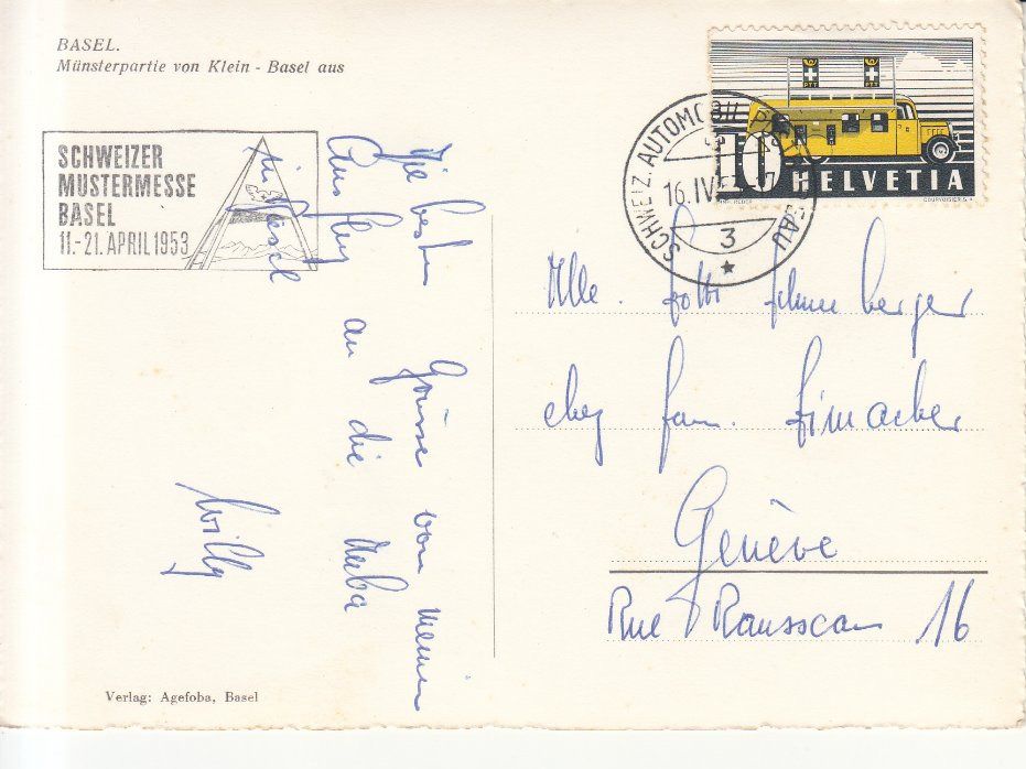 Cartoline postali: Basel 1953 mit Sonderstempel Mustermesse – Usato da Bürglen TG venduto da StampGraf 1