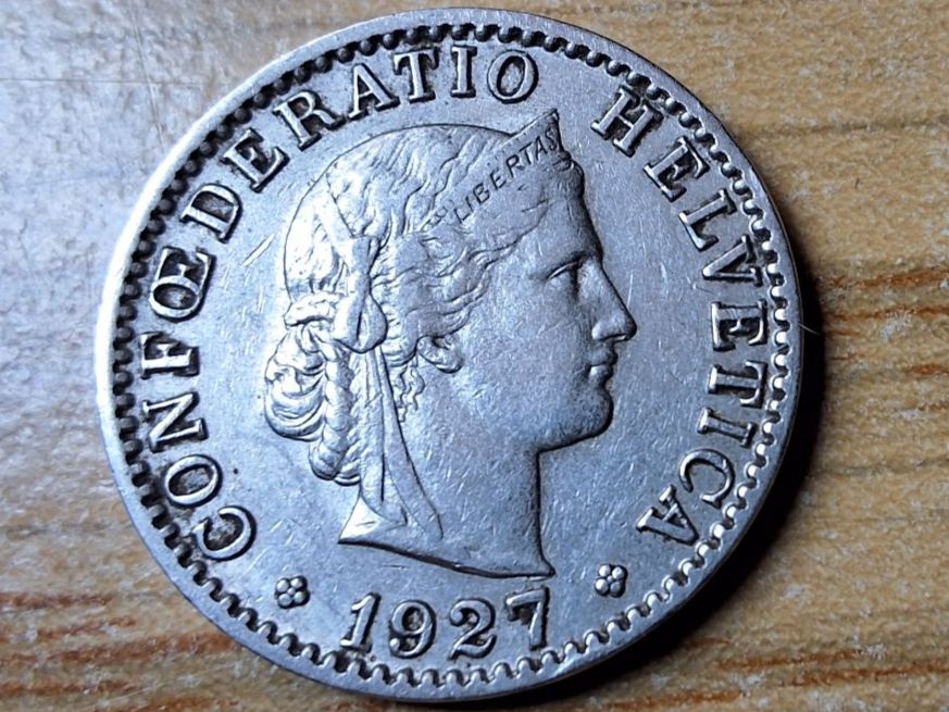 Tutti le monete: 20 Rappen 1927 - Selten! – Usato da Münchenstein venduto da purbach1 2