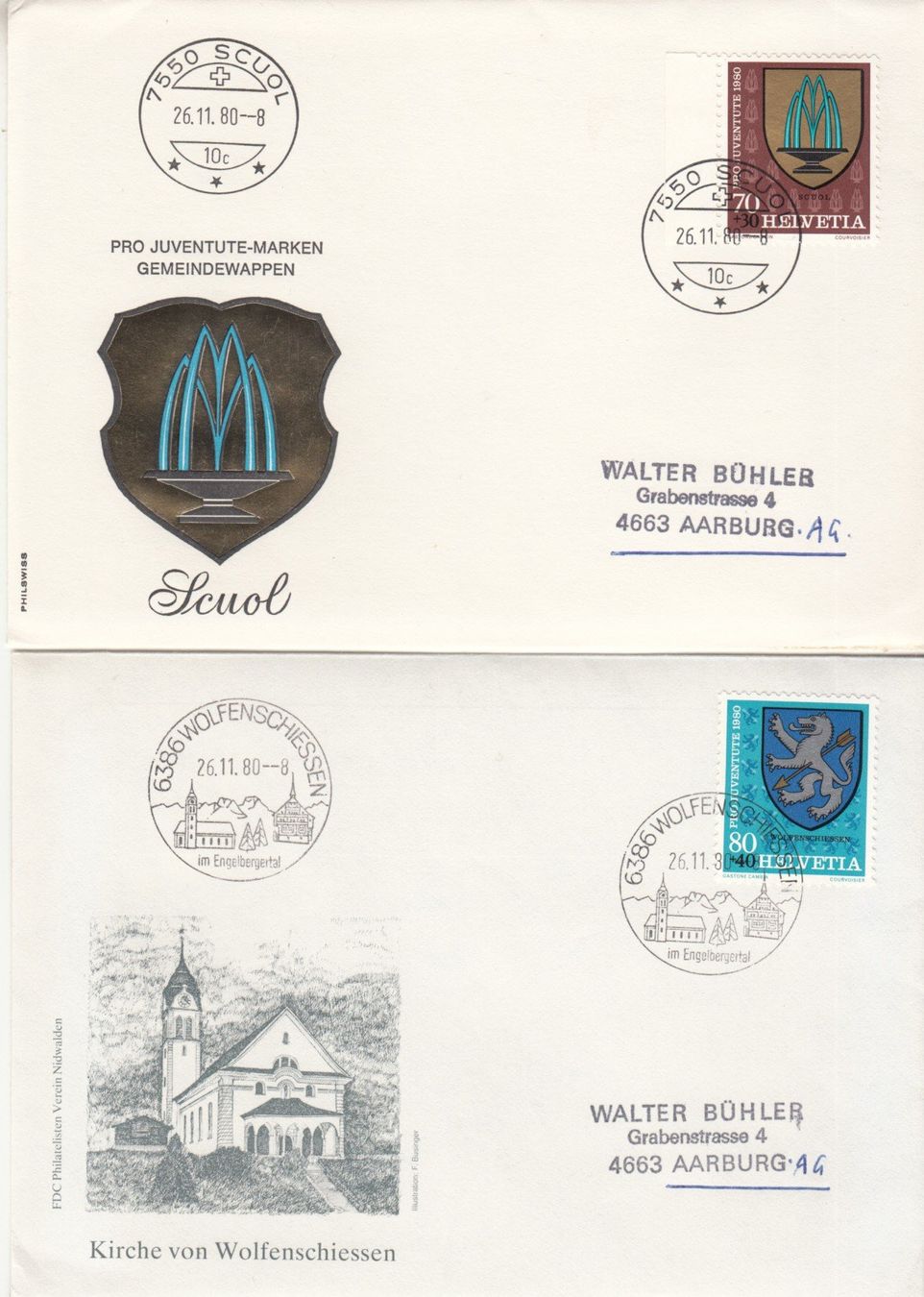 Tutti i francobolli: SBK J273 - J276 FDC einzeln mit Ortsstempel – Usato da Bürglen TG venduto da StampGraf 2