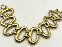 Elegantes Vintage Armband Gold Double Tigerauge Akzent Perle