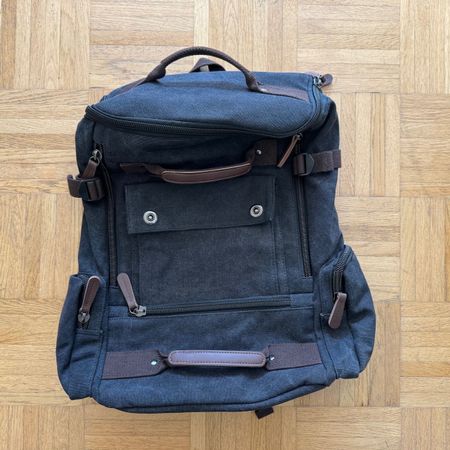 Rucksack Vintage Canvas 20Ltr Retro schwarz