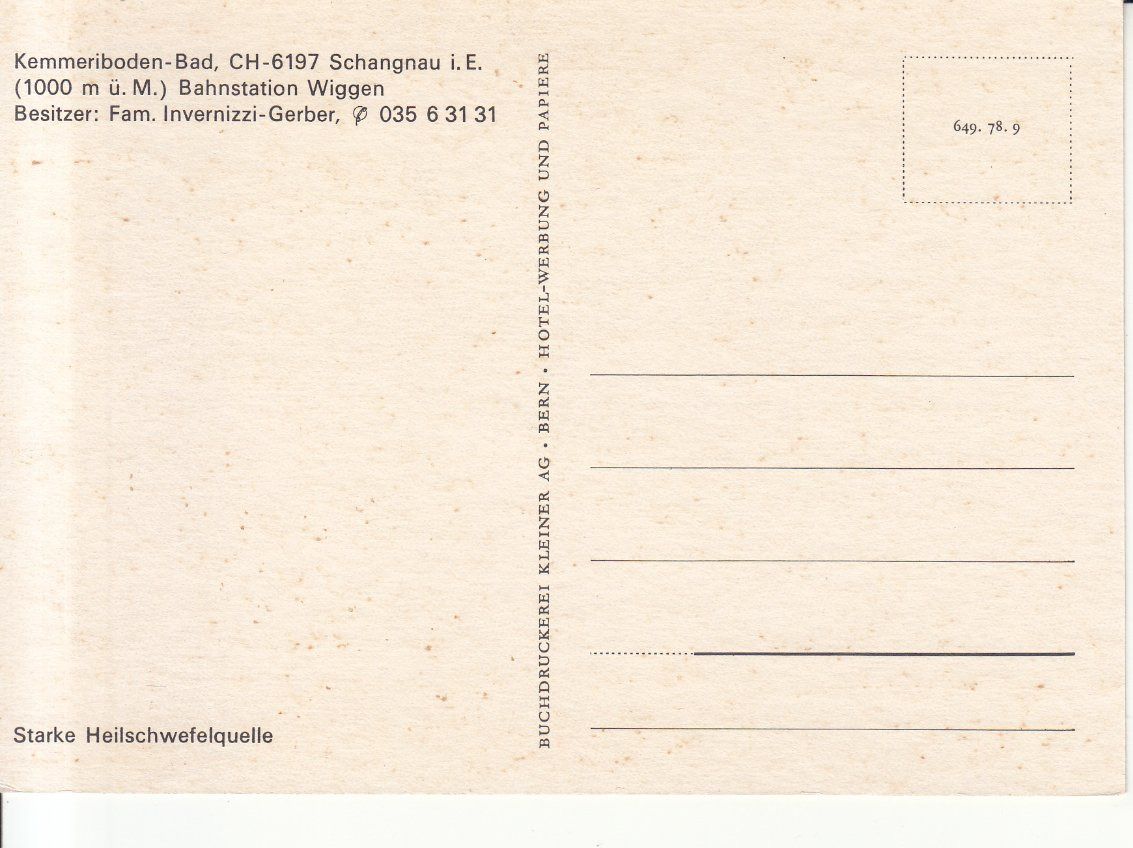 Cartoline postali: Kemmeriboden Bad ca. 1970 – Usato da Bürglen TG venduto da StampGraf 1