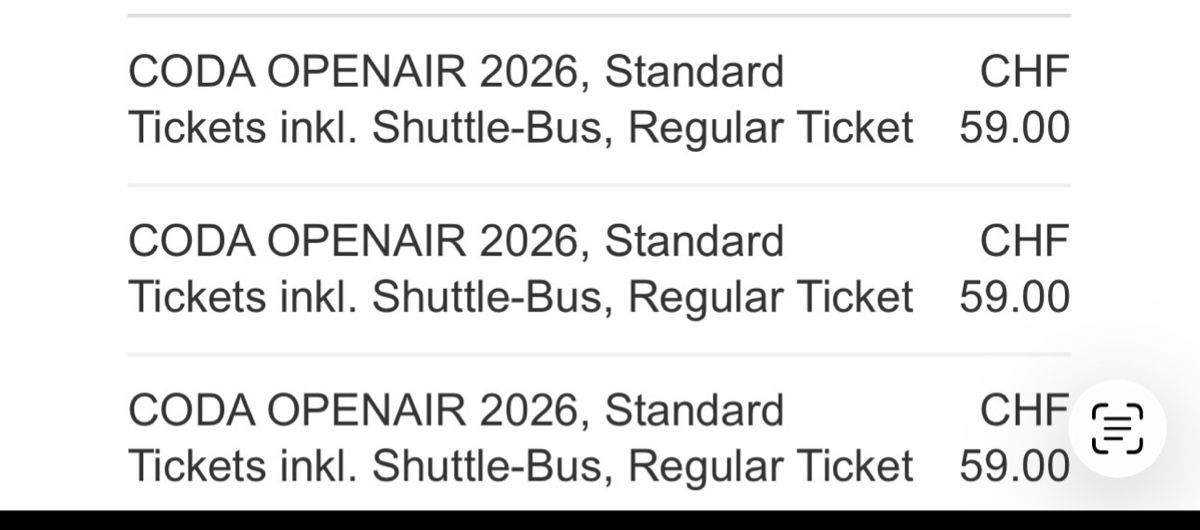 Biglietti: CODA Openair 1x Regular Ticket – Nuovo e nell'imballaggio originale da Zürich venduto da ste_25jz 1