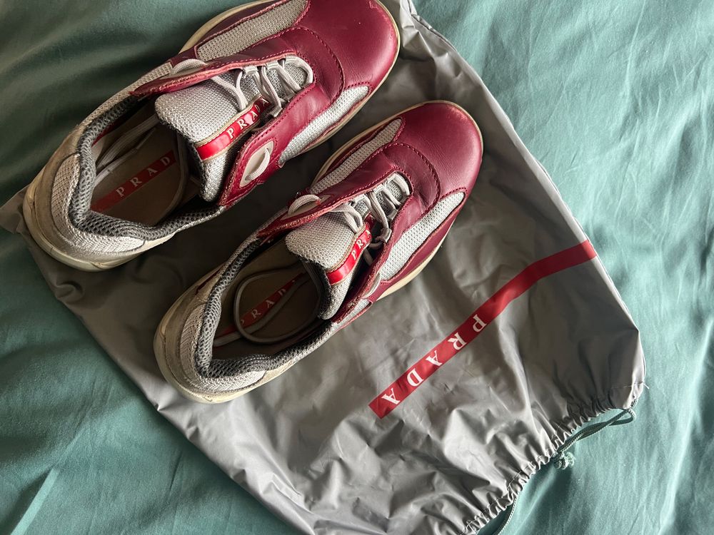 Prada Chaussure Homme Occasion Prada Baskets En Cuir Noir