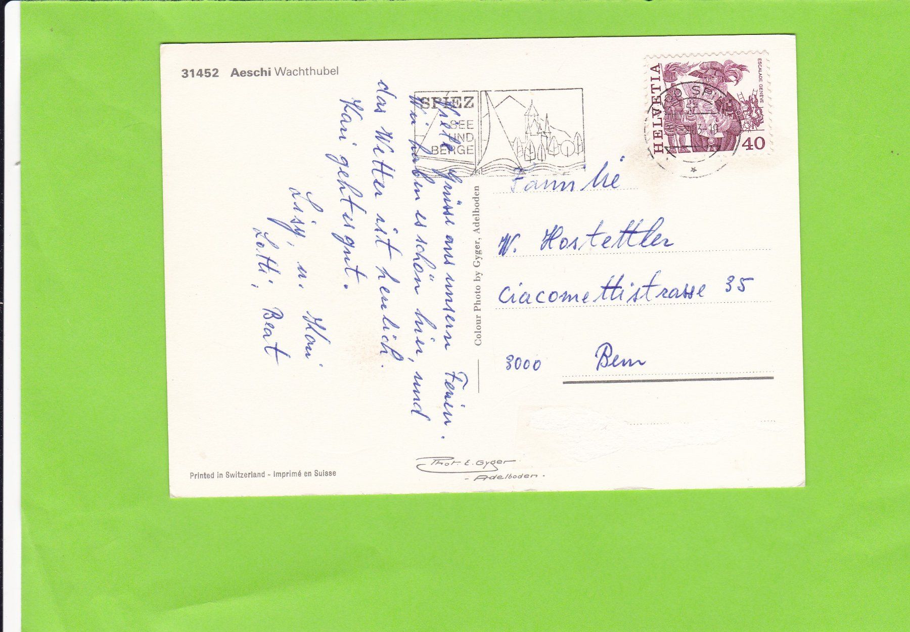 Cartes postales: Aeschi, Wachthubel – D'occasion à St. Peterzell par neckertal 1