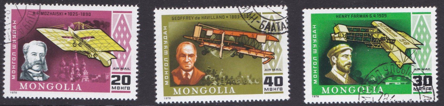 Alle Briefmarken: 3 Timbres Mongolie Aviation 1978 Obl. – Gebraucht aus Blonay von Leglaude_01