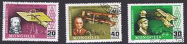 3 Timbres Mongolie Aviation 1978 Obl.