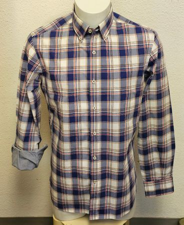 Massimo Dutti Herrenhemd Kariert Gr. M Casual Fit 100% Baumw