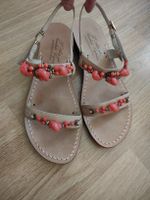 Sandales Antonio Viva Corail Perles T.39 cuir Made in Italy