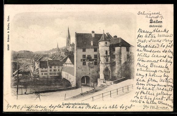 Cartoline postali: AK Baden, Landvogteischloss, 1902 – Usato da Berlin venduto da bartko-reher
