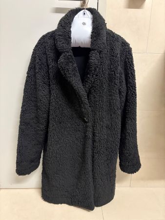Warmer Teddy-Fleece Mantel, Schwarz, Grösse S - Neuwertig!