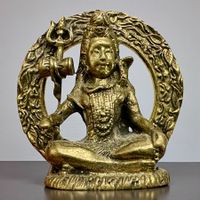 Statuette miniature de Shiva en bronze doré