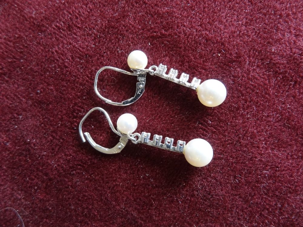 Boucles D'Oreilles Longues Vintage En Or 750 (18 Carats) Avec Diamants - Articulées - 7 Grammes