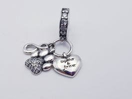 Charm Pfote Herz (925 Sterling Silber)