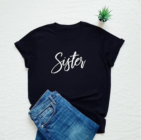 Schwarzes T-Shirt "Sister" - Grösse S