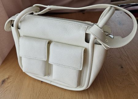 Handtasche Leder Creme  VERA PELLE Neu
