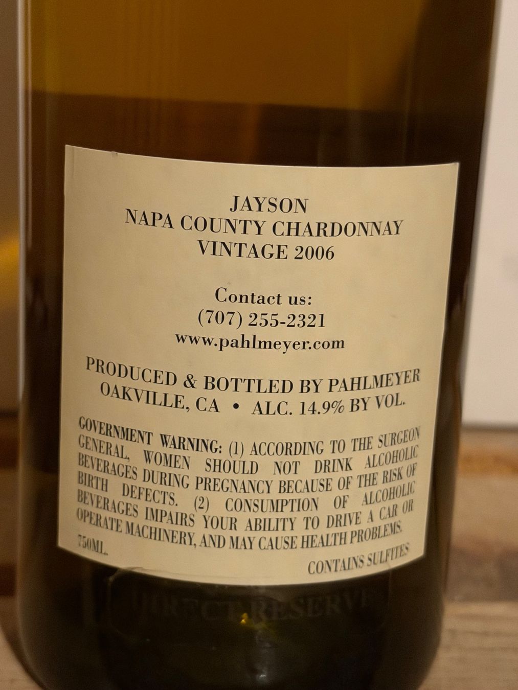 Vino: NAPA COUNTY Chardonnay Jayson 2006 Pahlmeyer – Nuovo (secondo la descrizione) da Roche VD venduto da avediscipule 4