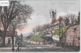 Vevey - Eglise St-Martin - Chemin de fer - Litho