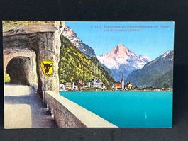Axenstrasse am Vierwaldstättersee mit Flüelen u Bristenstock