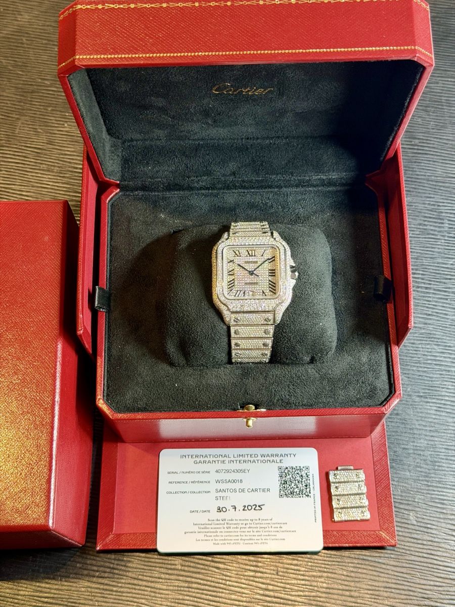 Cartier Orologi: Cartier Santos Iced Out Automatic Fullset Neu – Nuovo (secondo la descrizione) da Winterthur venduto da YSCHU 9
