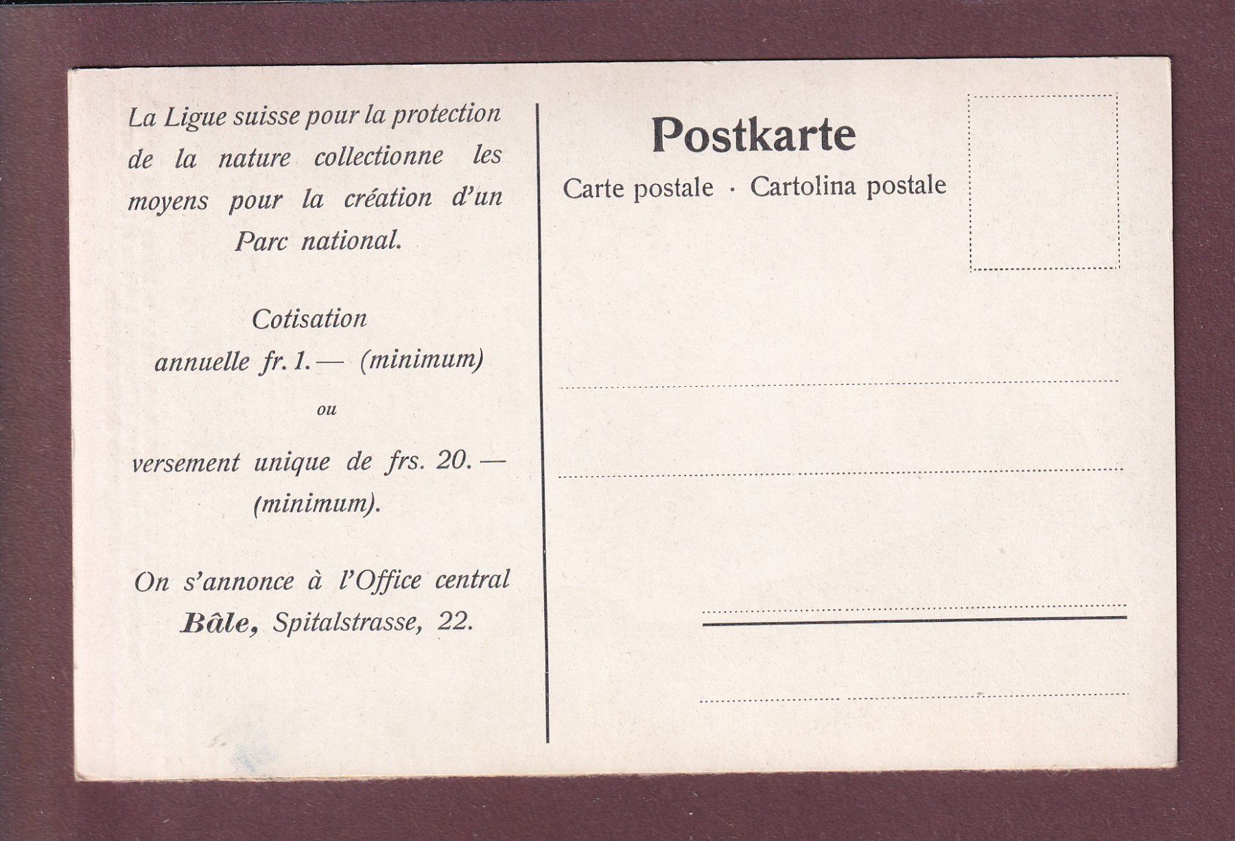 Cartoline postali: Parc national - GRISONS - Val Cluoza – Usato da Pully venduto da nicecards 1