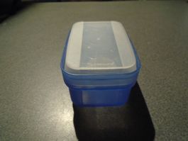 Dose Tupperware, blau/weisser Deckel, 175 ml