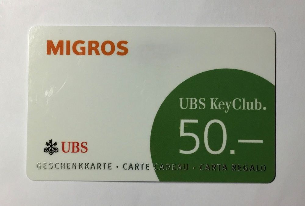 Migros Geschenkkarte UBS leer Kaufen auf Ricardo