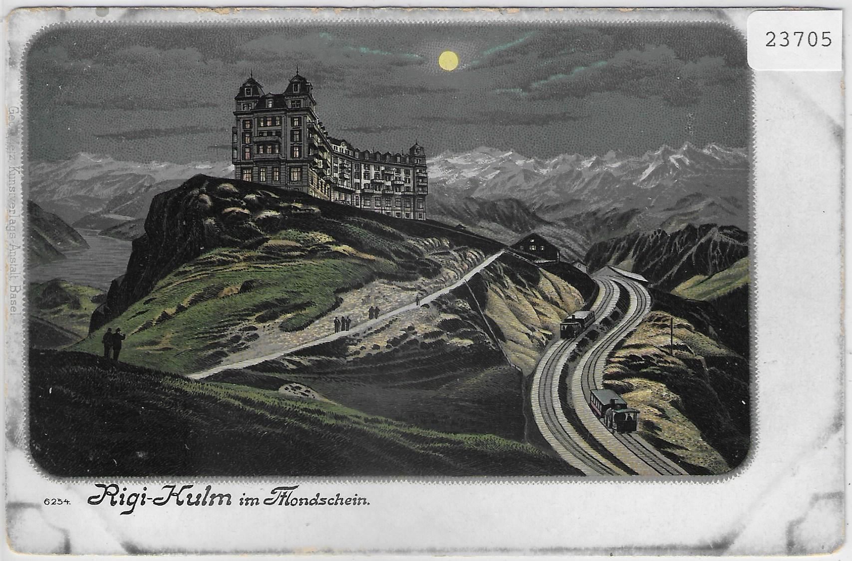 Ansichtskarten: Rigi-Kulm im Mondschein - Litho – Antik aus Ettingen von Kartenplanet