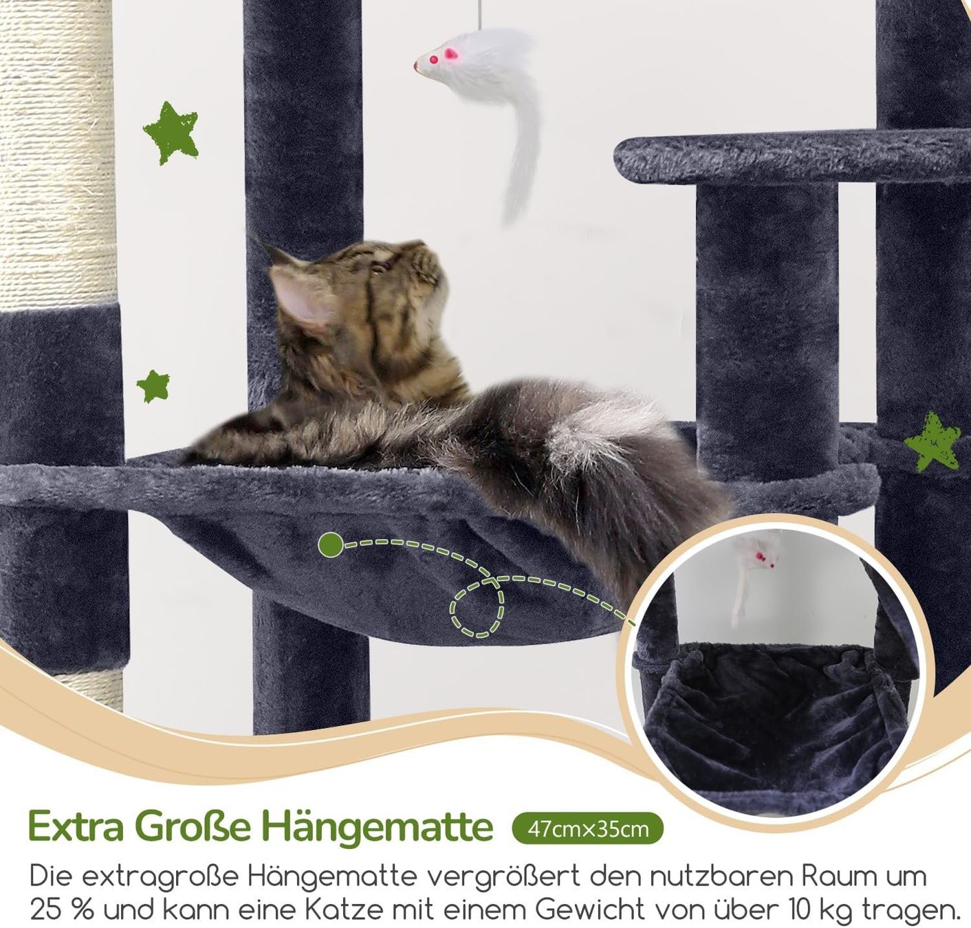 Katzenbaum - Kratzbaum: Kratzbaum Kletterbaum Katzenbaum 178cm Katzenhaus dunkelgrau – Neu und originalverpackt aus Zürich von  5