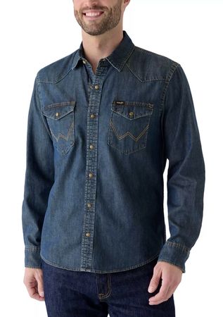 Wrangler XL Retro Jeans Hemden Retro Langarmshirt