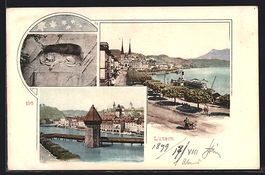 AK Luzern, Ortsansichten mit Dampfer