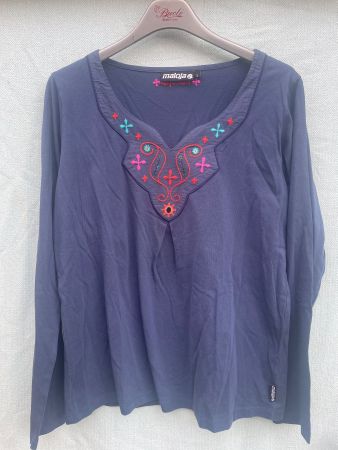 Blaue MALOJA Tunika mit Stickerei Gr. L