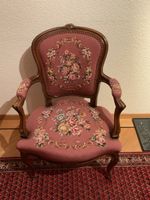 Antiker Sessel Holz mit Blumenmuster altrosa guter Zustand