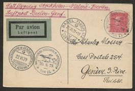 Flugpost  Schweiz 1929 Stockholm Amsterdam Basel Luftpost