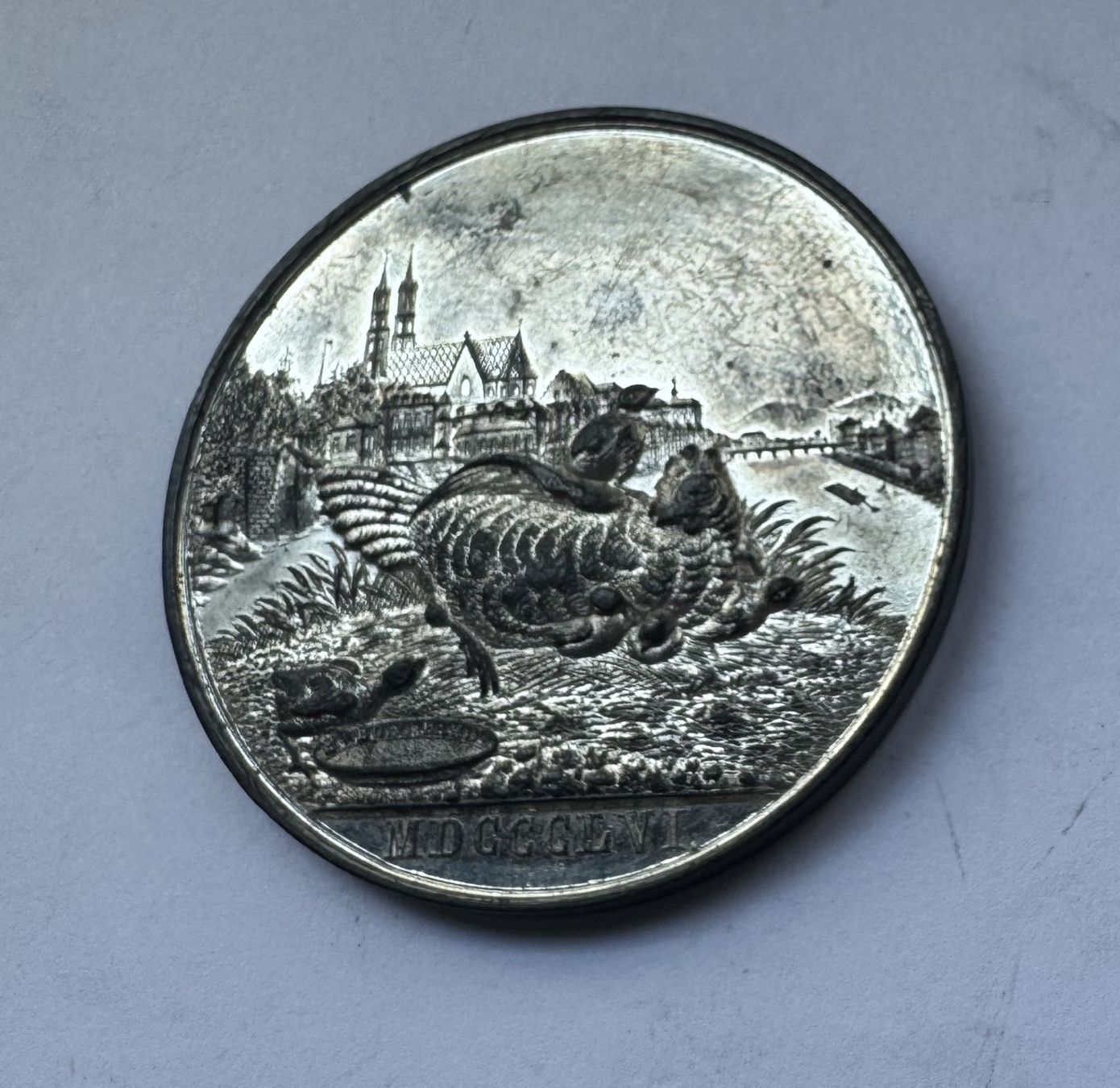 Medaglie: 1856 Medaille Basel Erinnerung an Erdbeben -unz – Usato da Kirchberg SG venduto da Helveticus00