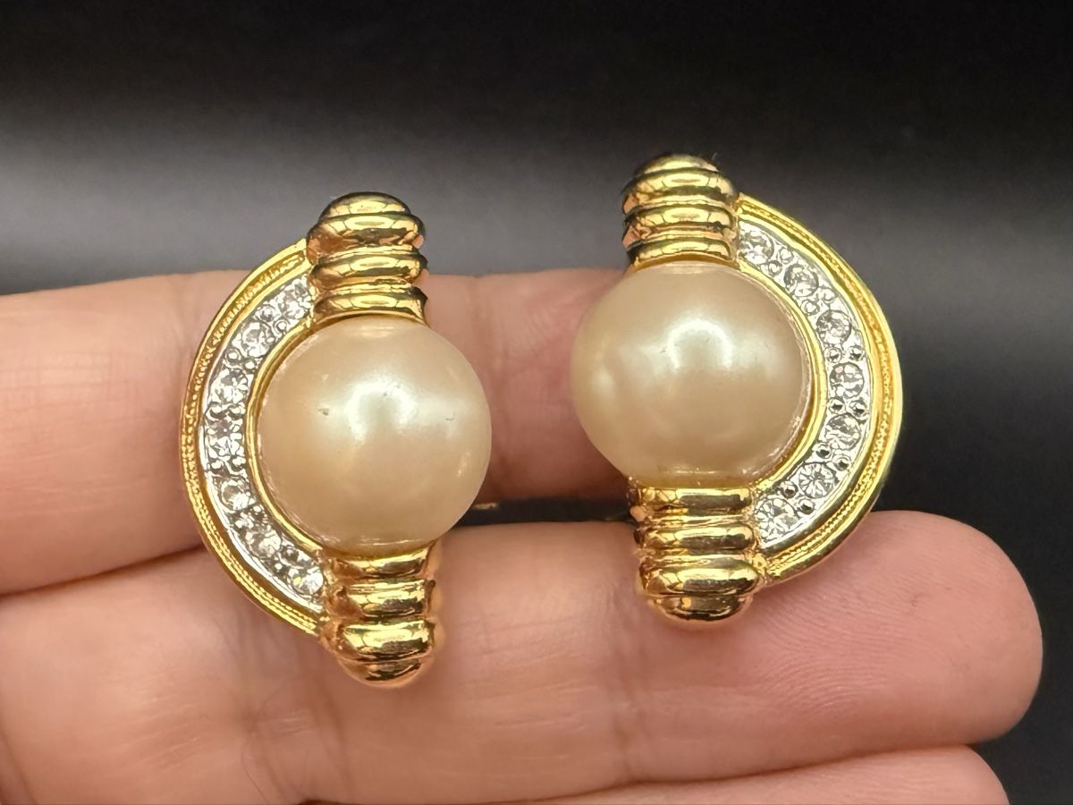 Ohrringe & -stecker: Vintage-Ohrringe Cabouchon Paris - Goldfarben – Gebraucht aus Lamone von LaCantinaMagica 3