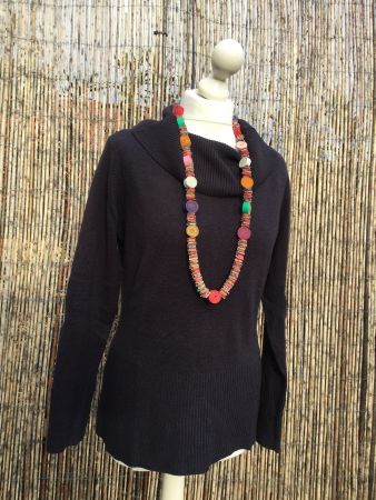 Pull-over brun foncé grand col YESSICA, taille M
