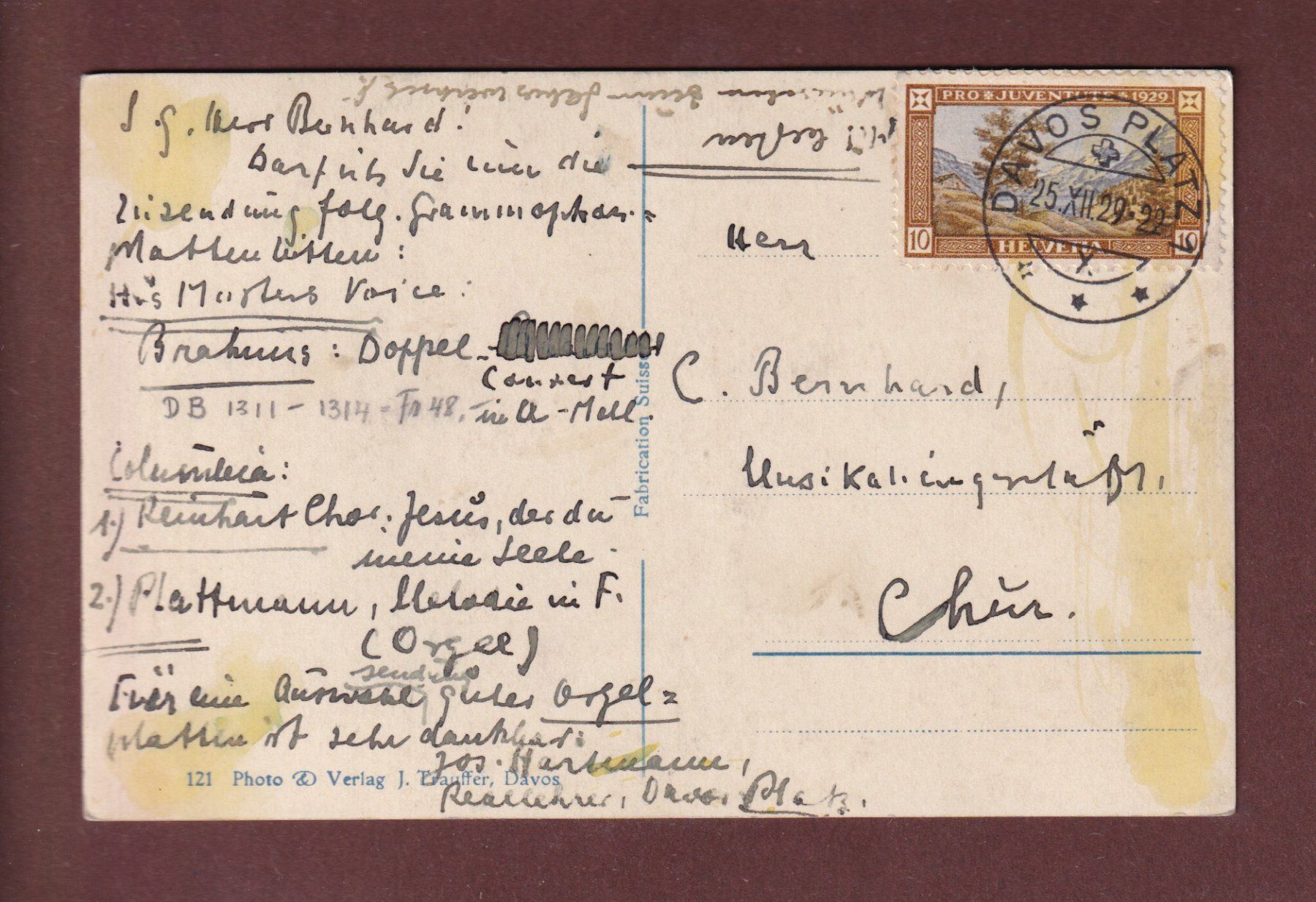 Cartoline postali: In DAVOS-DORF - 1929 – Usato da Pully venduto da nicecards-shop 1