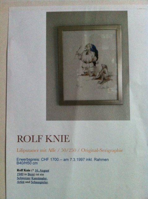Grafica & Litografie: Rolf Knie, "Liliputaner mit Affe", 1994 – Usato da Einsiedeln venduto da artgallery59 1
