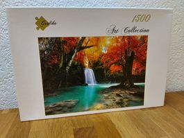 1500er Puzzle, Artdeco, Wasserfall im Wald
