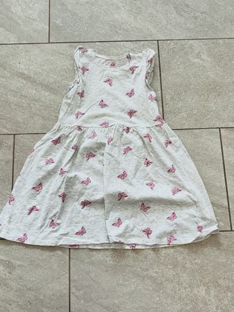 H&M Kleid grau mit Schmetterlingen Grösse 122/128