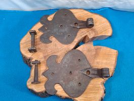 2 antike Zimmer Tür Bänder, Schmiedeisen (LOT2959#TBS1)
