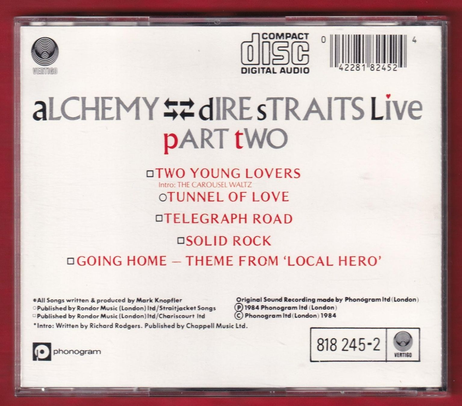 CDs: Dire Straits Live - Alchemy - Part Two (CD) – Gebraucht aus Zürich von Pfluftl2000 1