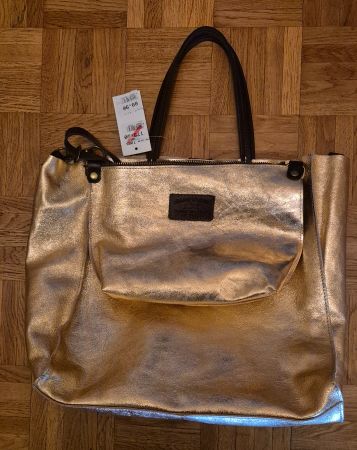 Sac en cuir, doré, neuf