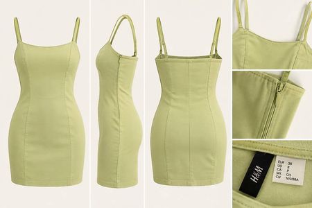 H&M hellgrünes figurbetontes Minikleid Grösse 38