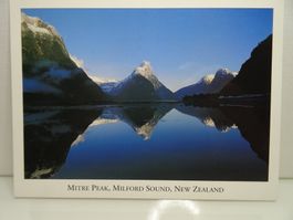 Postkarte Milford Sound Neuseeland Mitre Peak Winter 12x16cm
